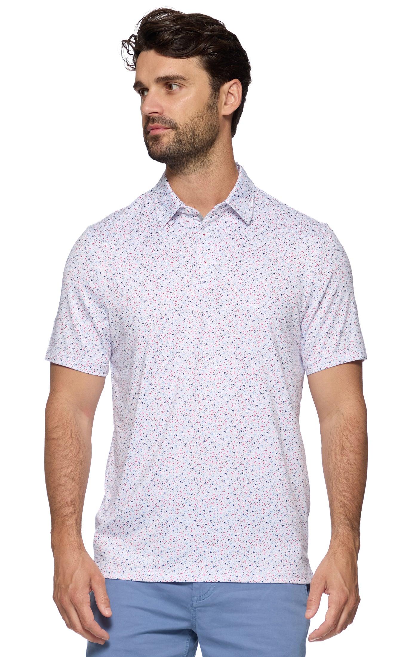 Scofield SS Americana Martini Print Performance Polo