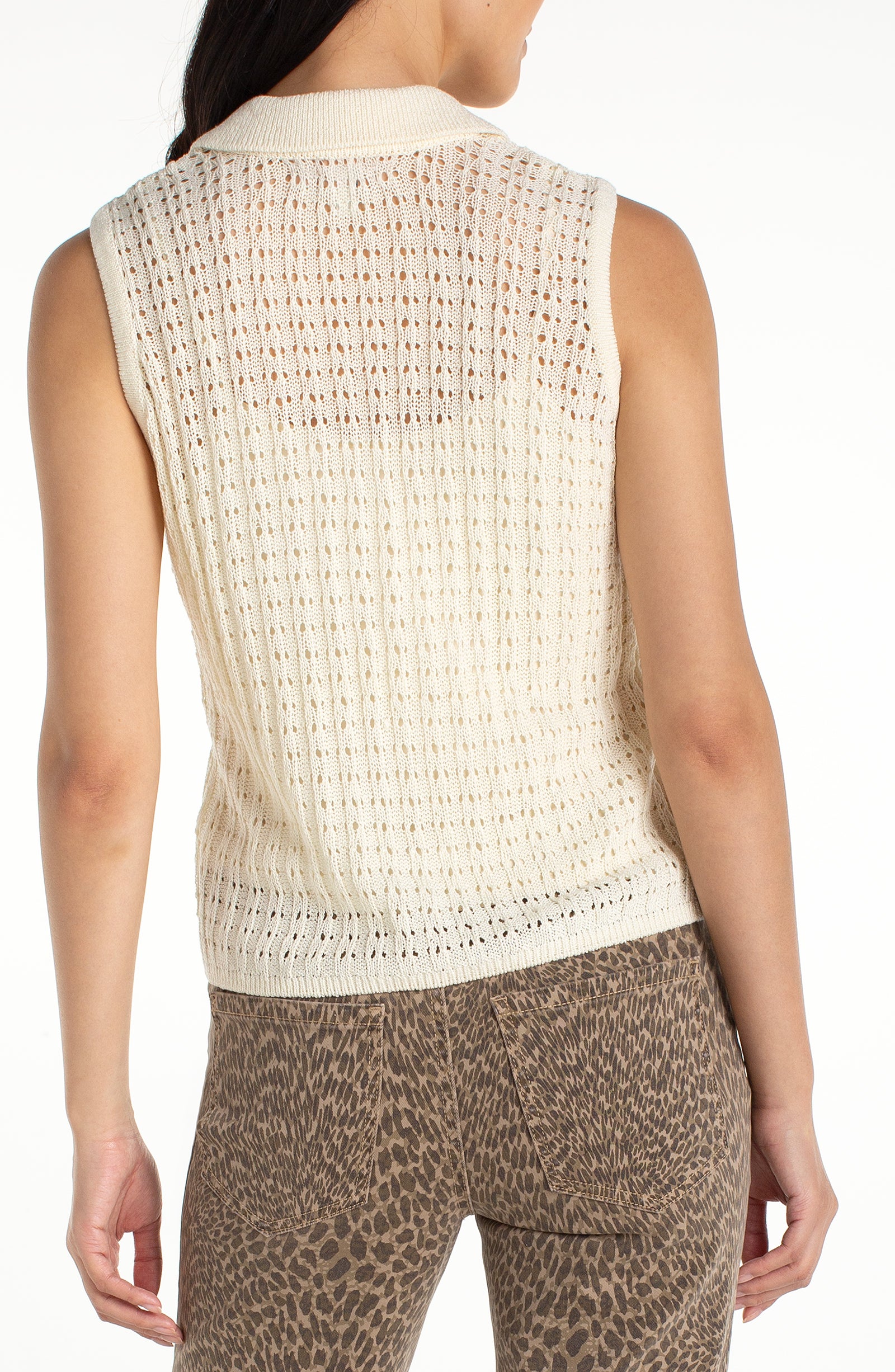 Sleeveless Johnny Collar Sweater