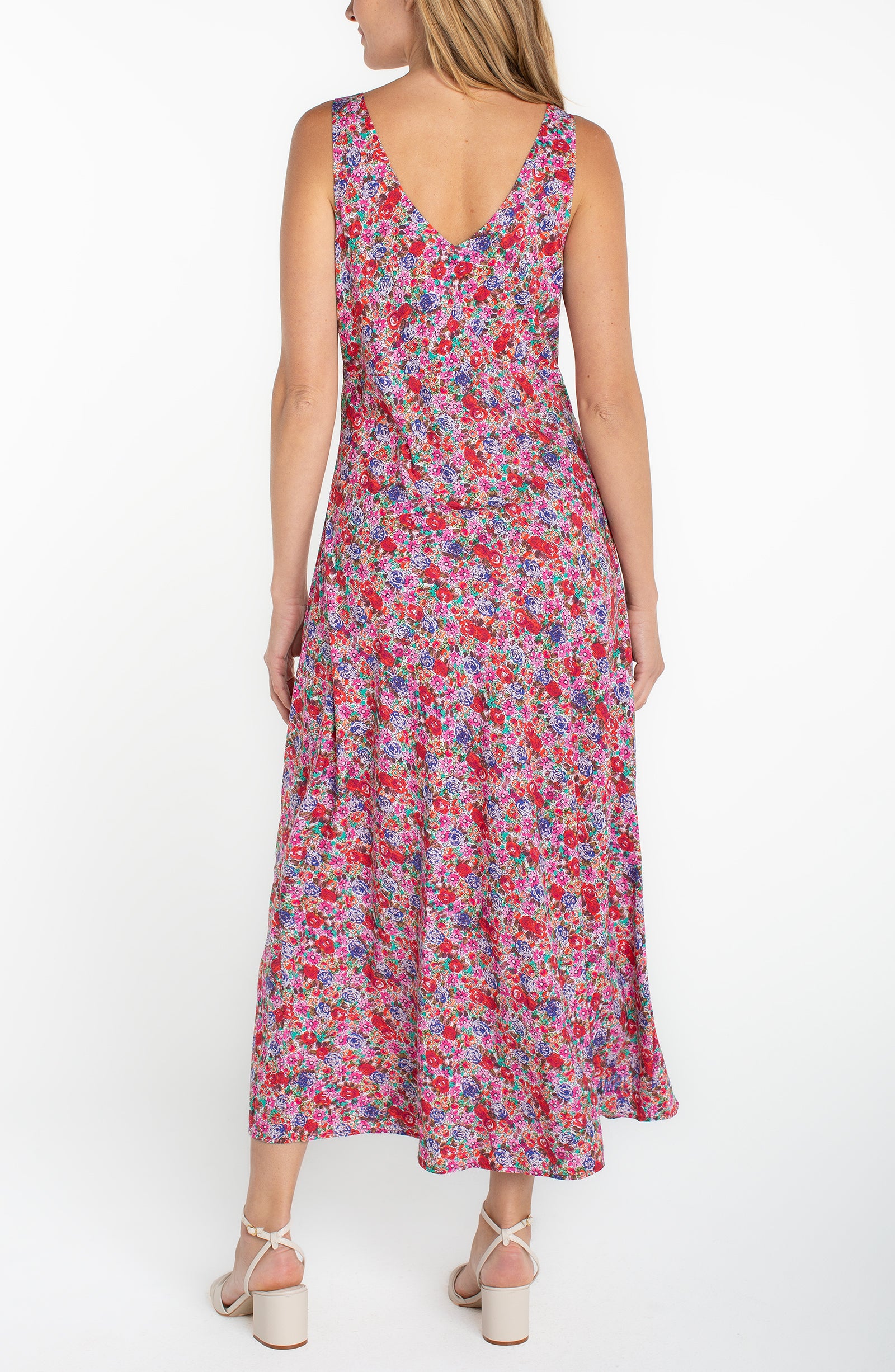 Sleeveless Ruffle Front Woven Maxi Dress