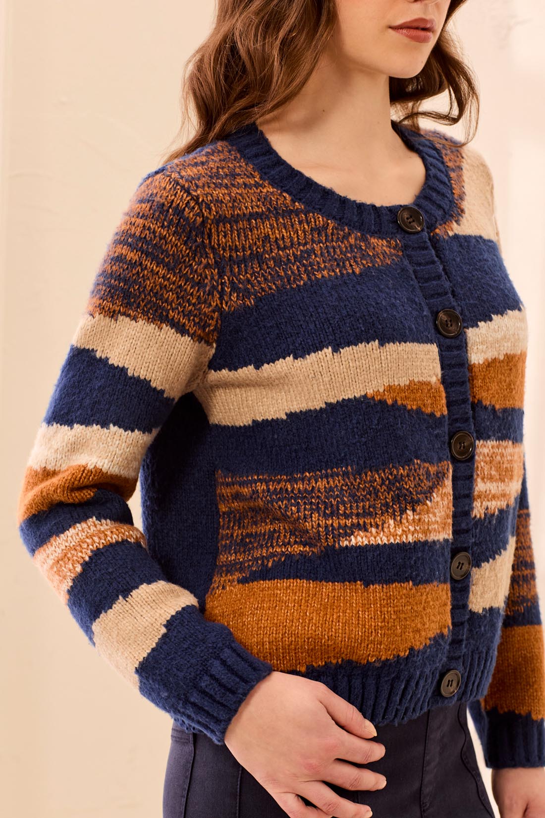 L/S CREW NECK SWT CARDIGAN-STELLAR