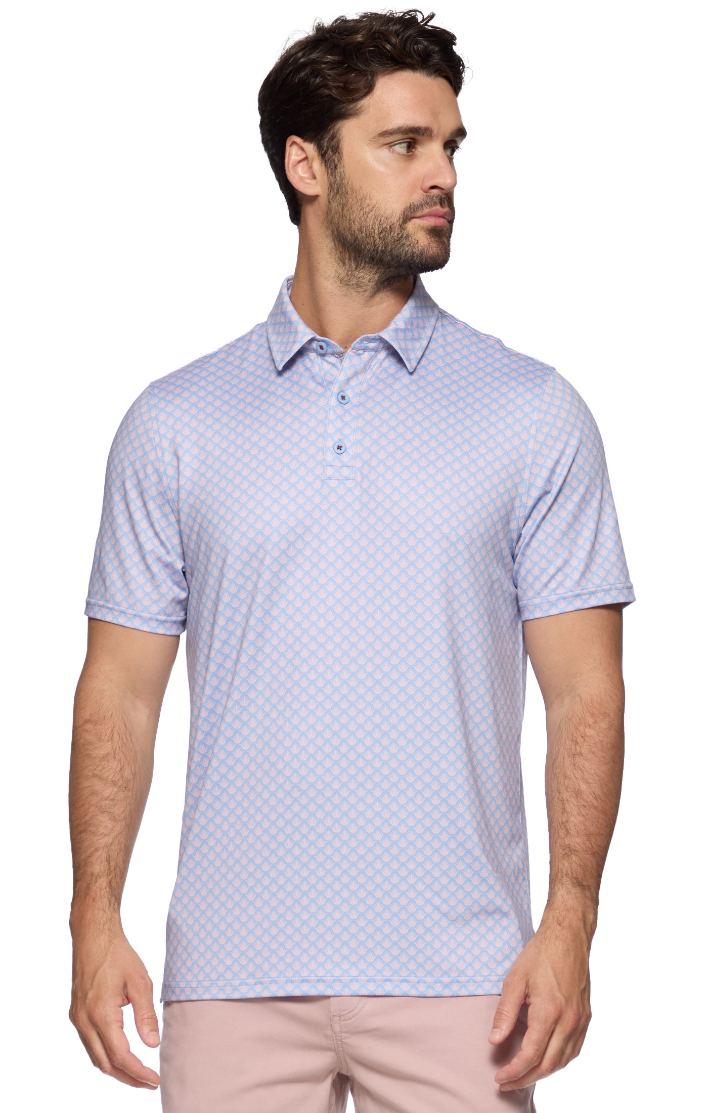 Fridley SS Agave Print Performance Polo