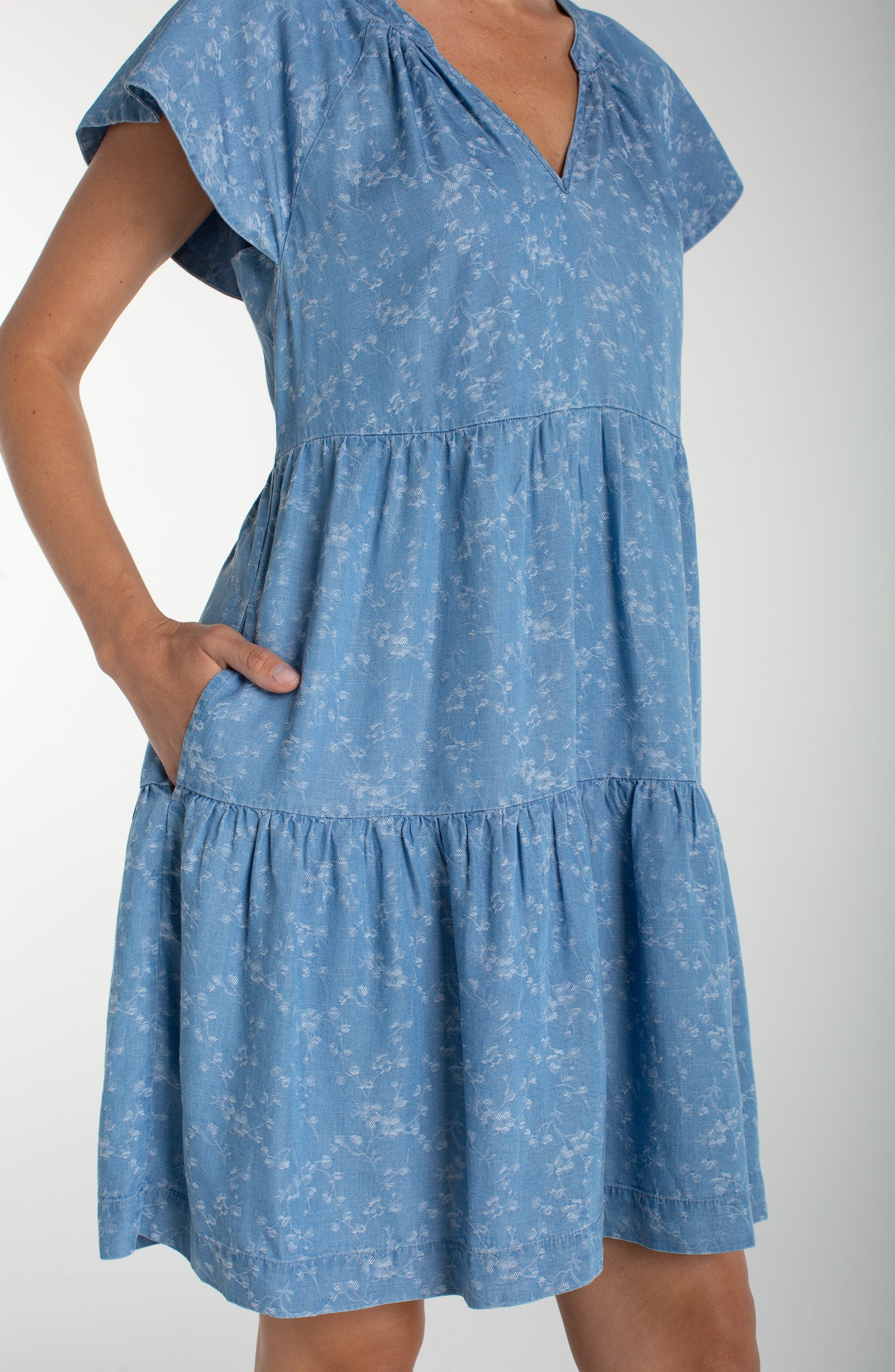 Tiered Flutter Sleeve Dress
