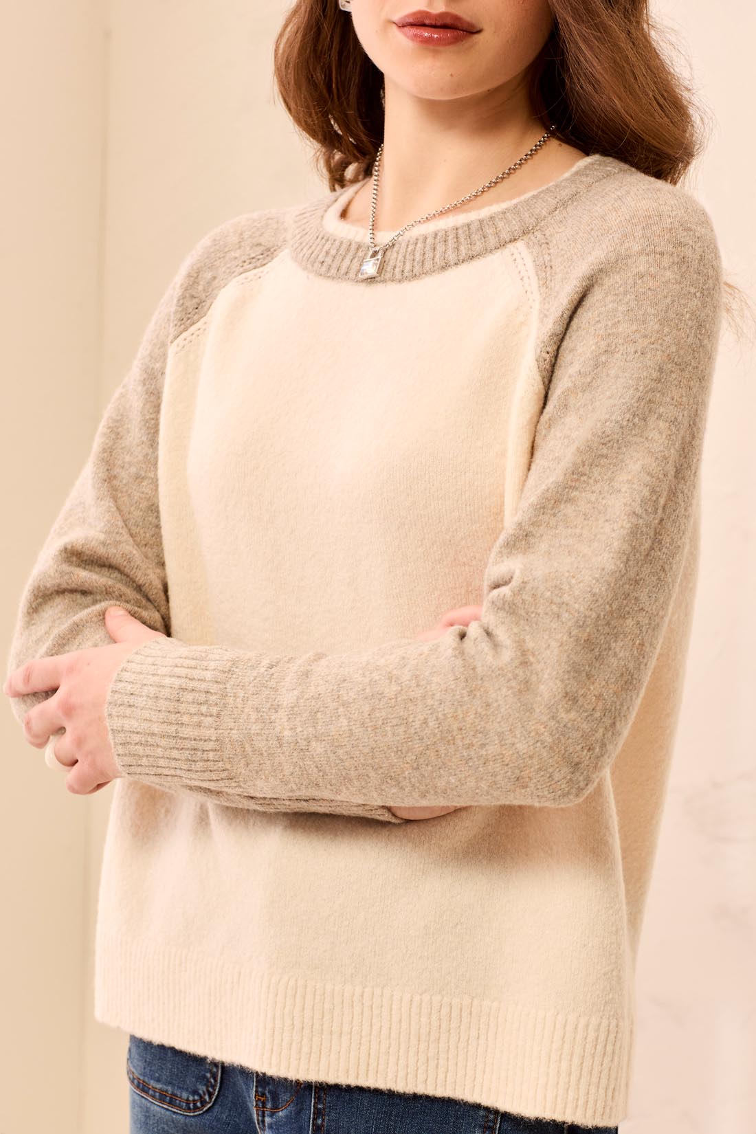 L/S Crewneck Colorblock Sweater