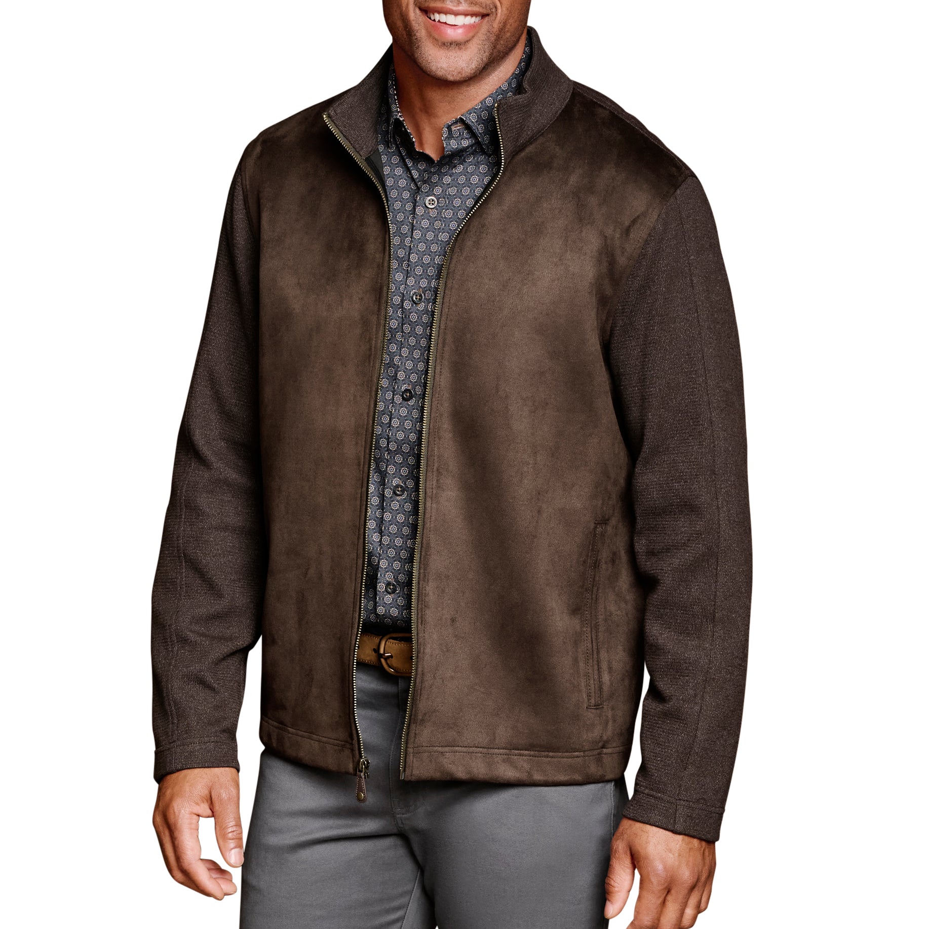Faux Suede Full Zip
