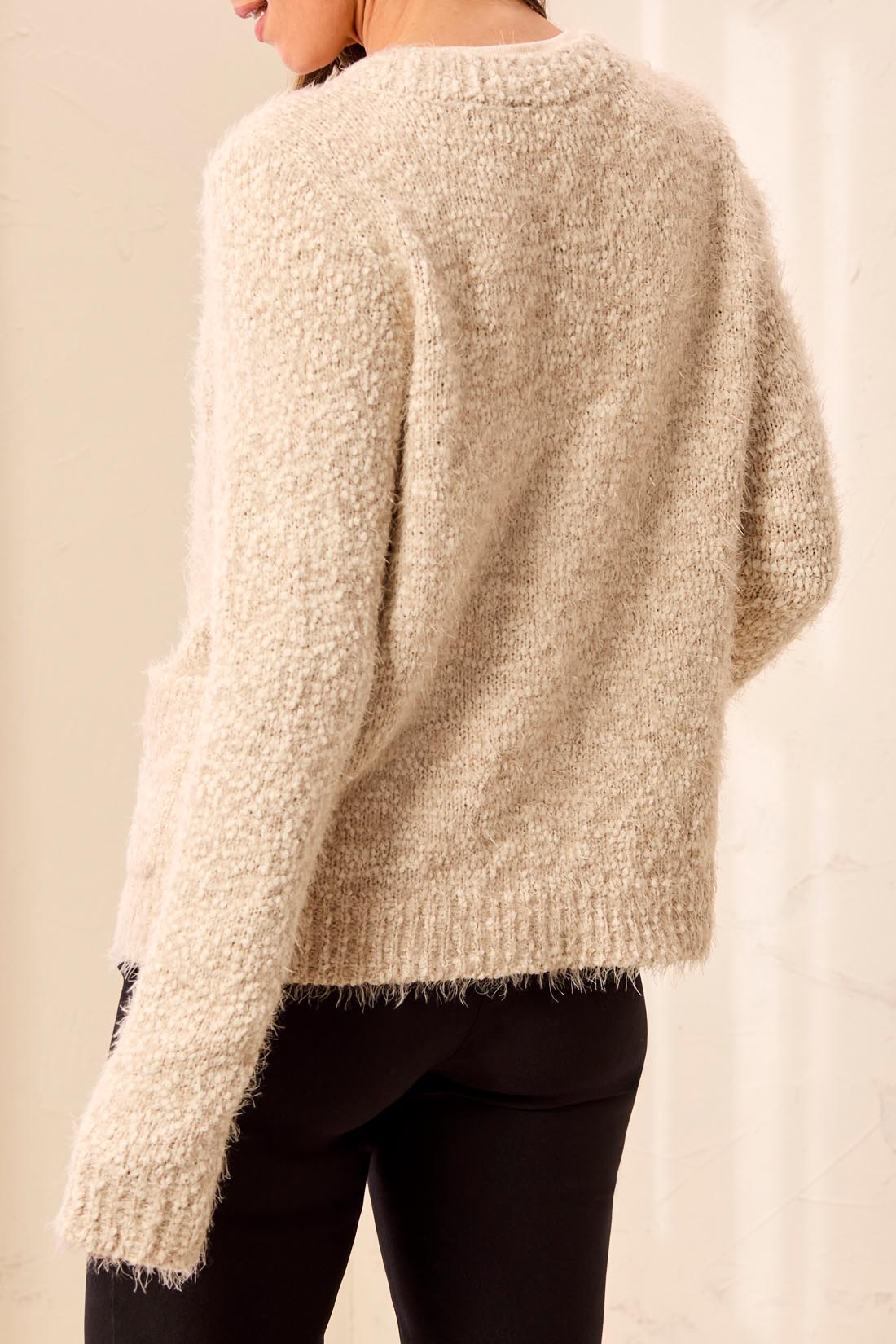 L/S Crewneck Sweater Cardigan w/Pockets