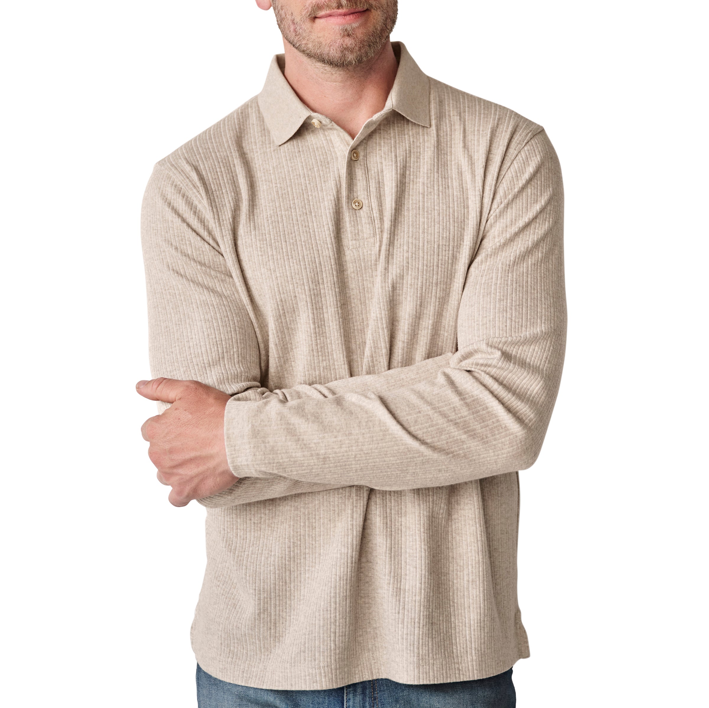 Quincy Ribbed Long Sleeve Polo