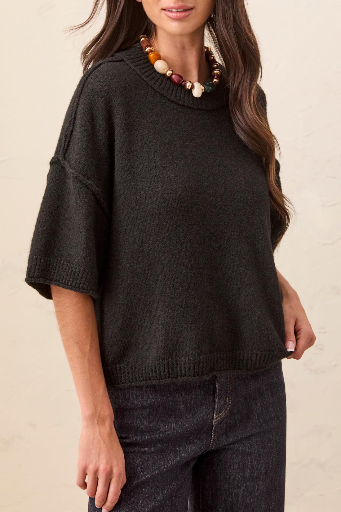 Lofty Elbow Sleeve Crewneck Sweater