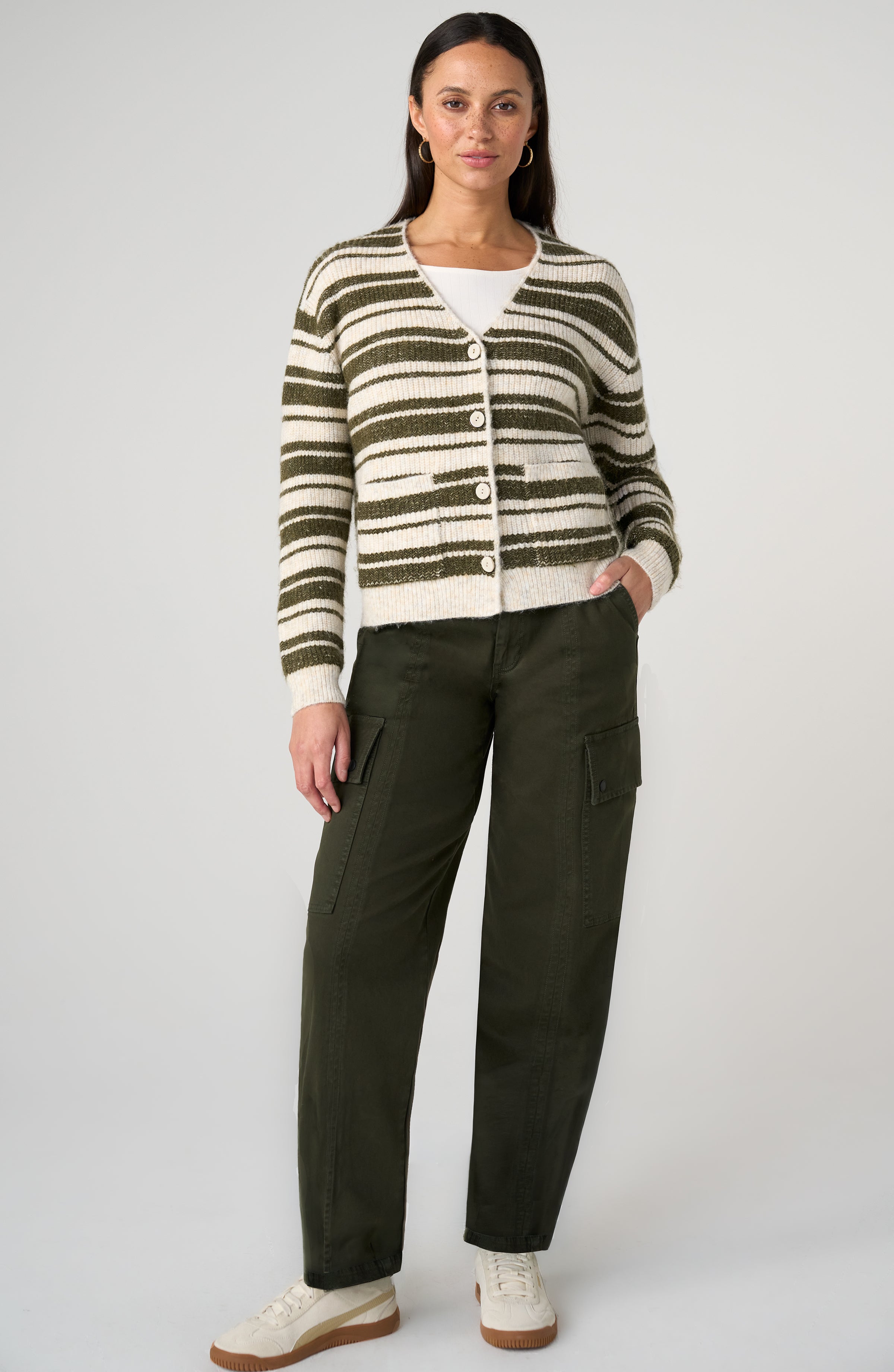 LS Button Front Cardigan Sweater