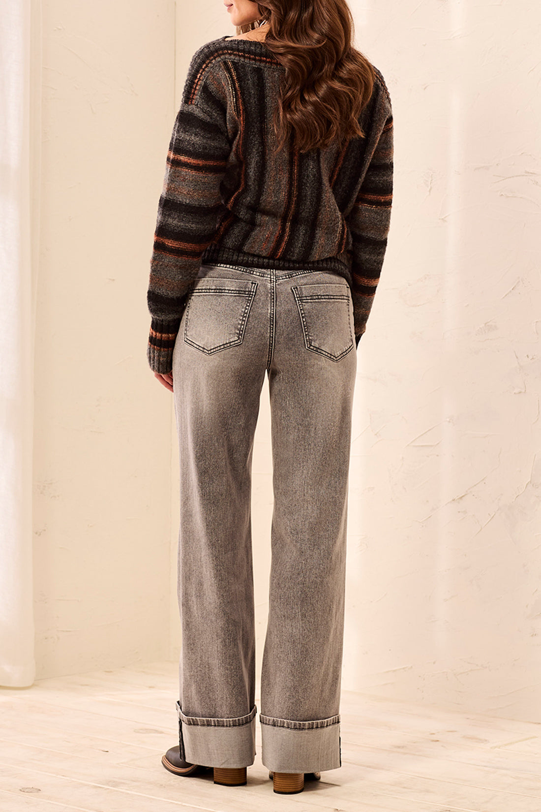 BROOKE PALAZZO DENIM W/ CUFFS-BASALT