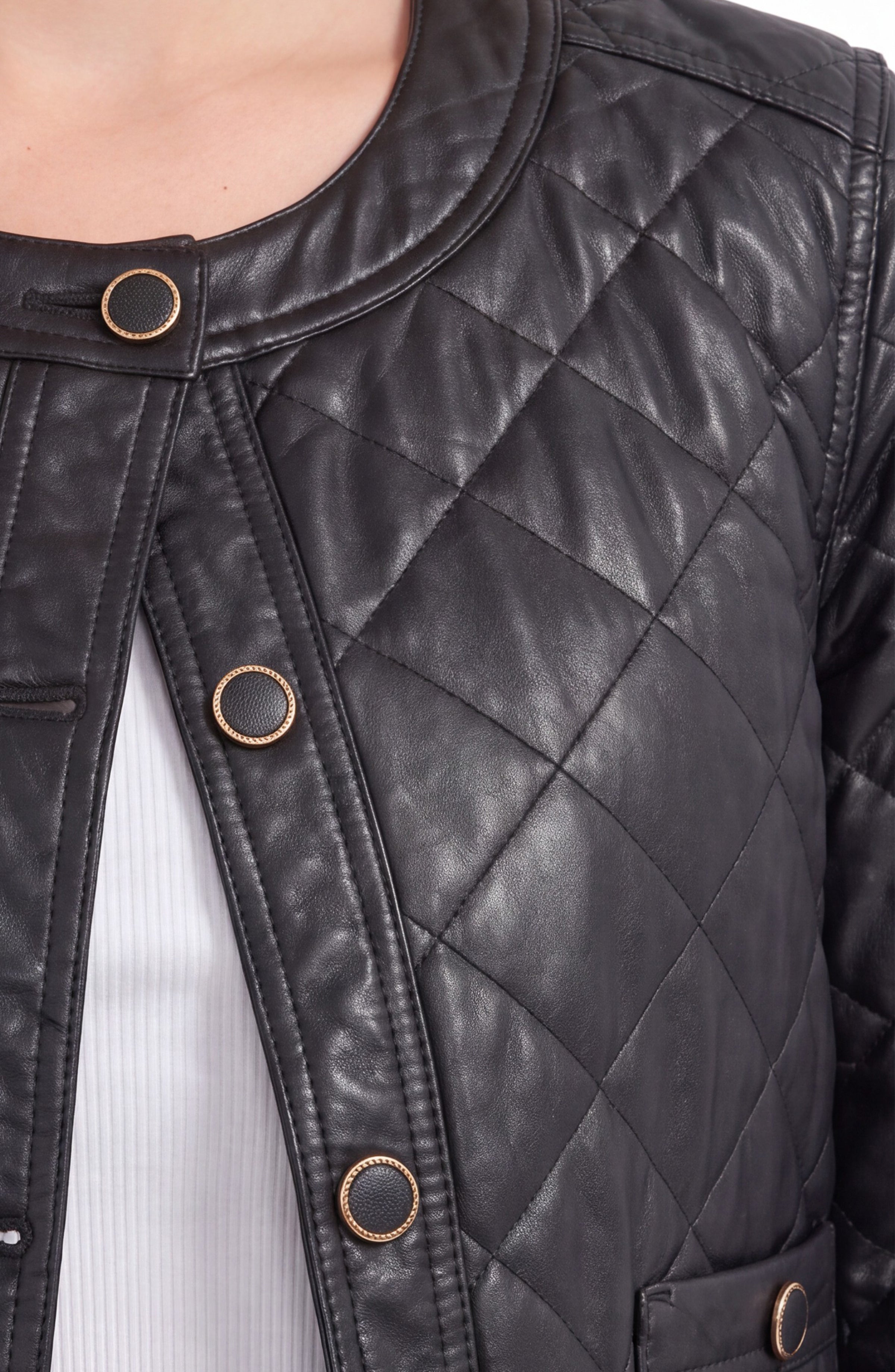 Quilted Collarless Jacket