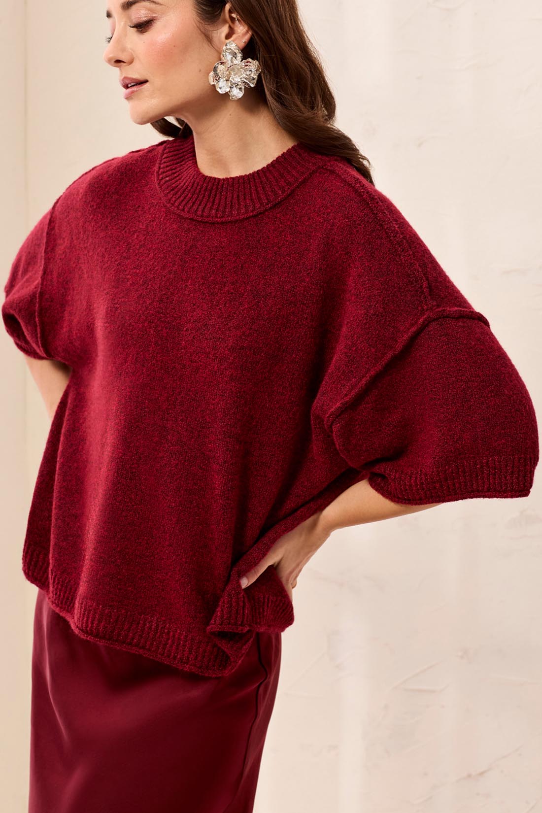 Lofty Elbow Sleeve Crewneck Sweater
