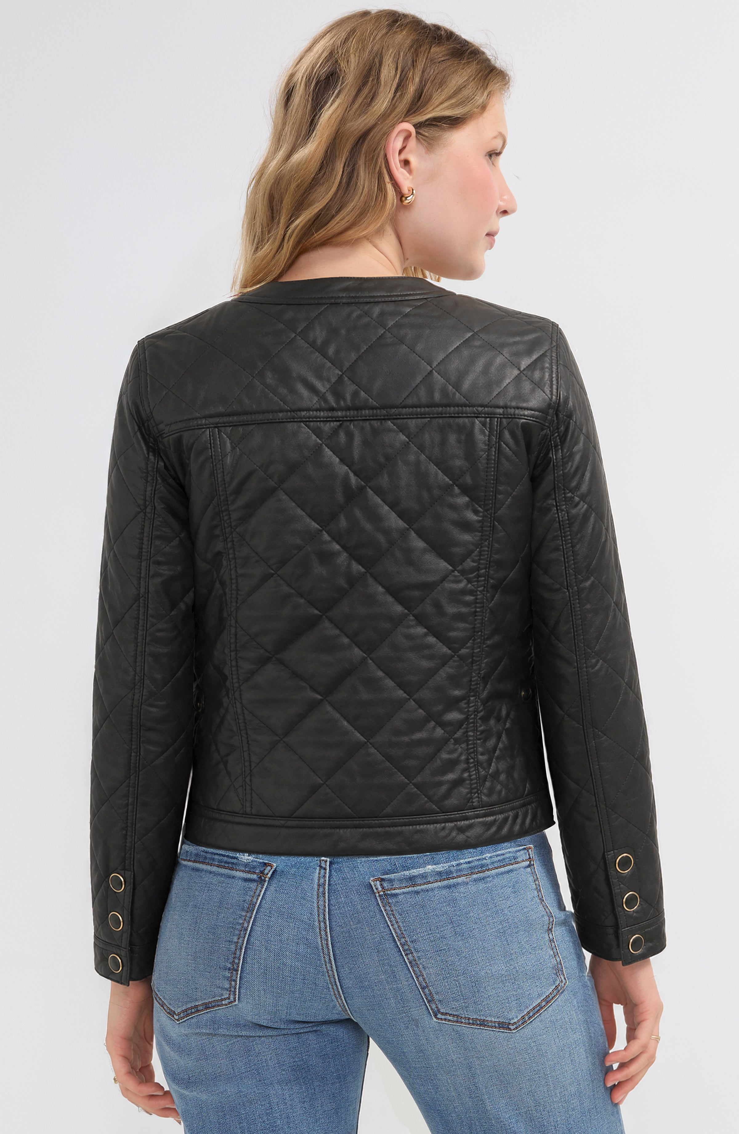 Quilted Collarless Jacket