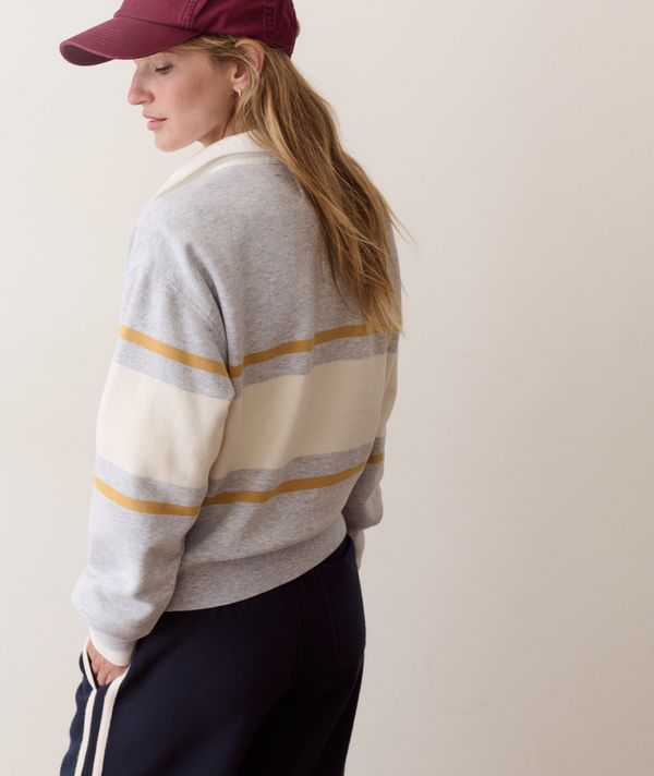 Cloud 9 Fleece Polo Placed Stripe- Heather