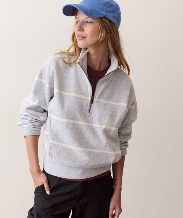 Cloud 9 Half Zip Sweatshirt Wide Stripe- Heather