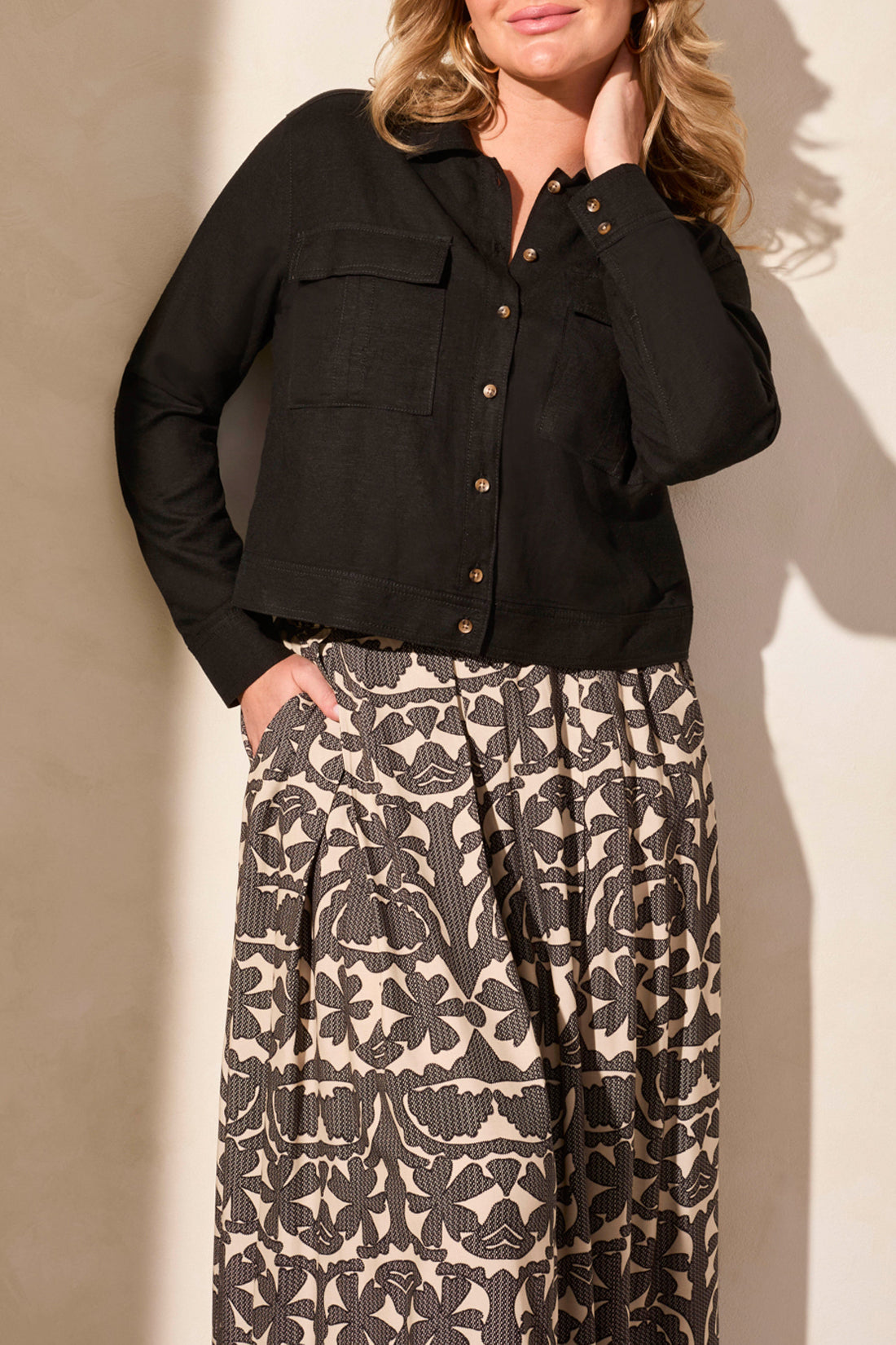 L/S Button Front Jacket W/ Chest Pockets