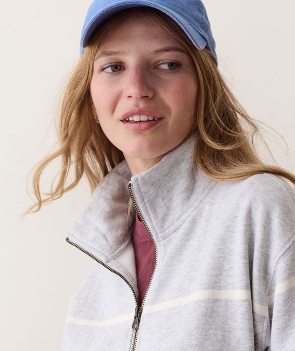 Cloud 9 Half Zip Sweatshirt Wide Stripe- Heather
