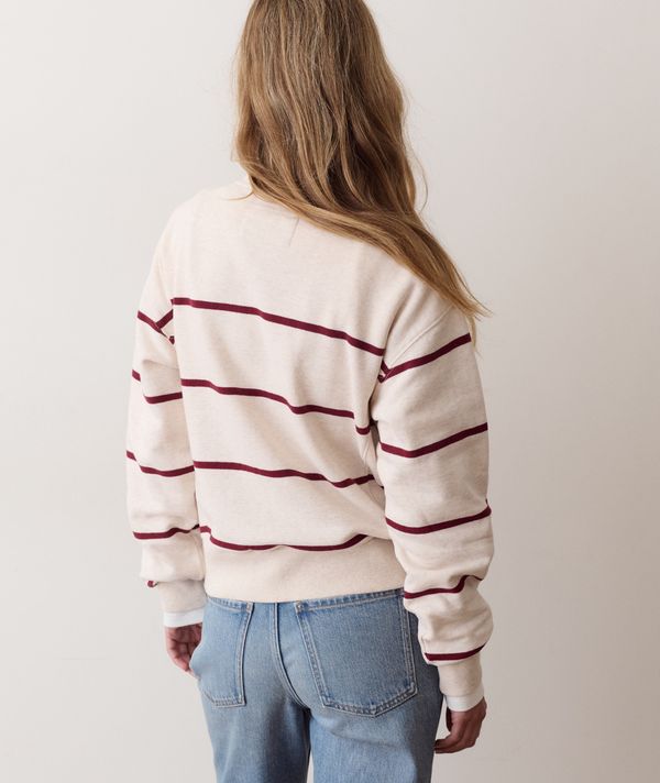 Cloud 9 Half Zip Sweatshirt Wide Stripe- Heather