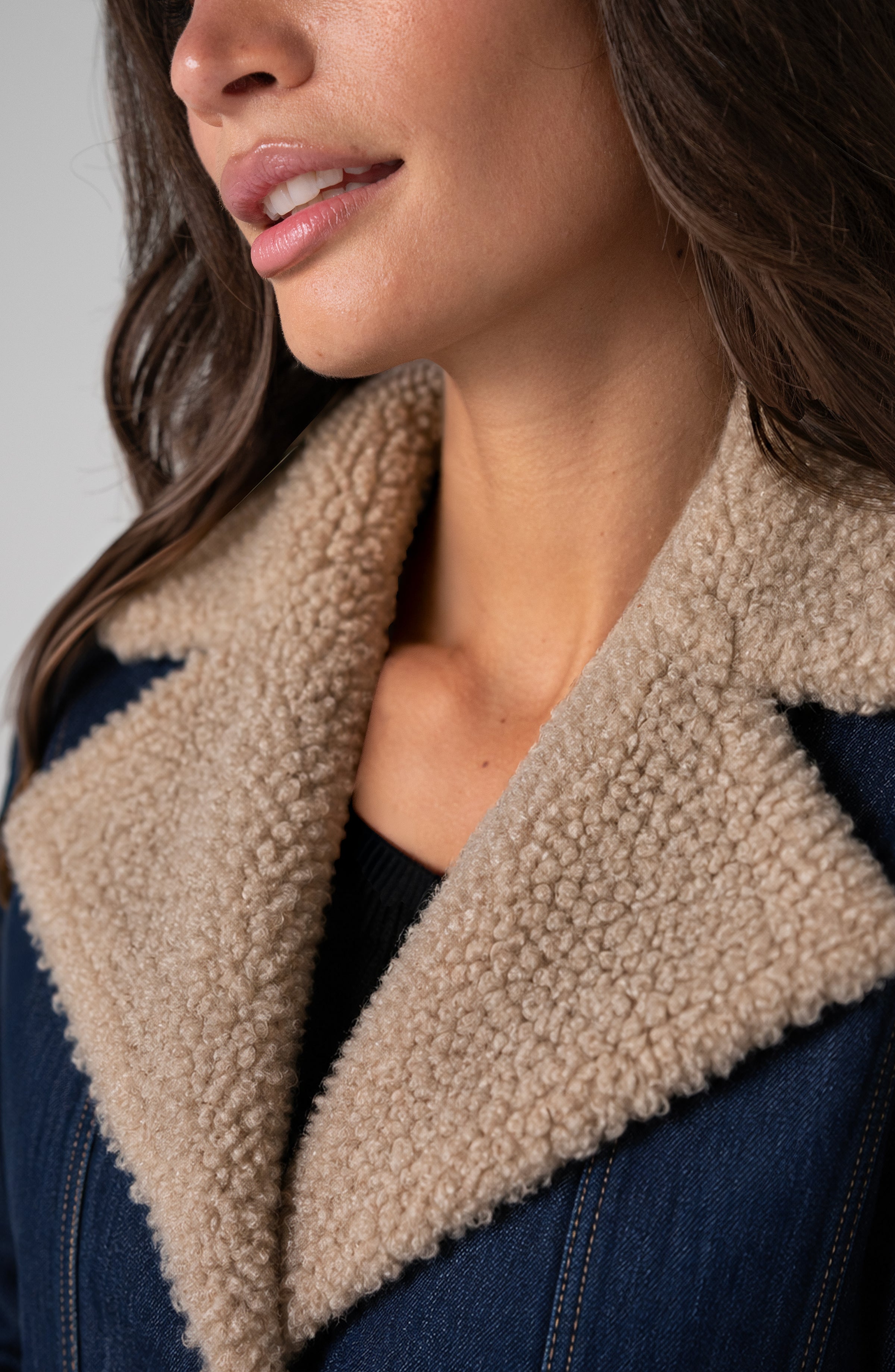 Sherpa Trimmed Notch Collar Jacket 28" hps