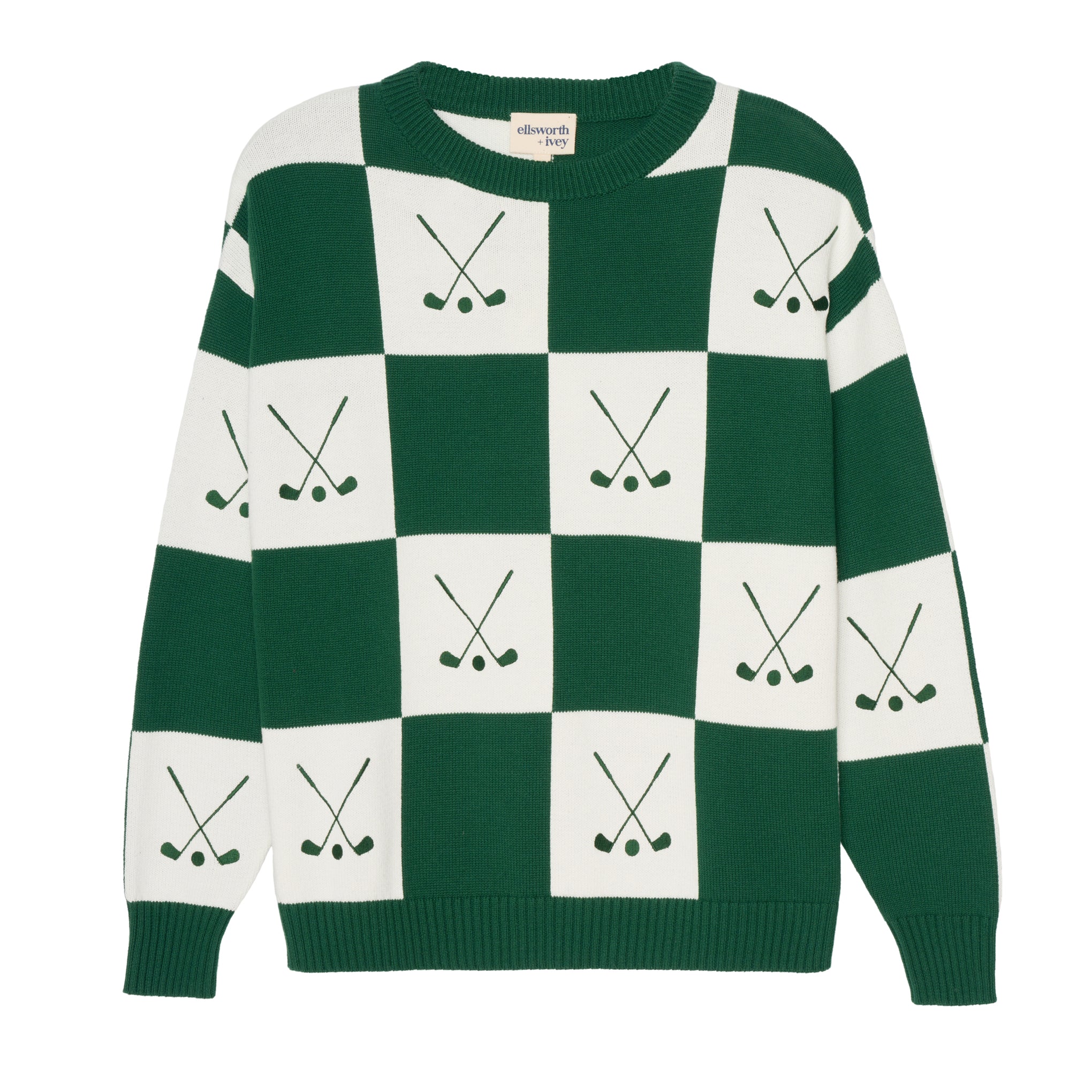 Riley Crewneck Sweater- Checkered Golf
