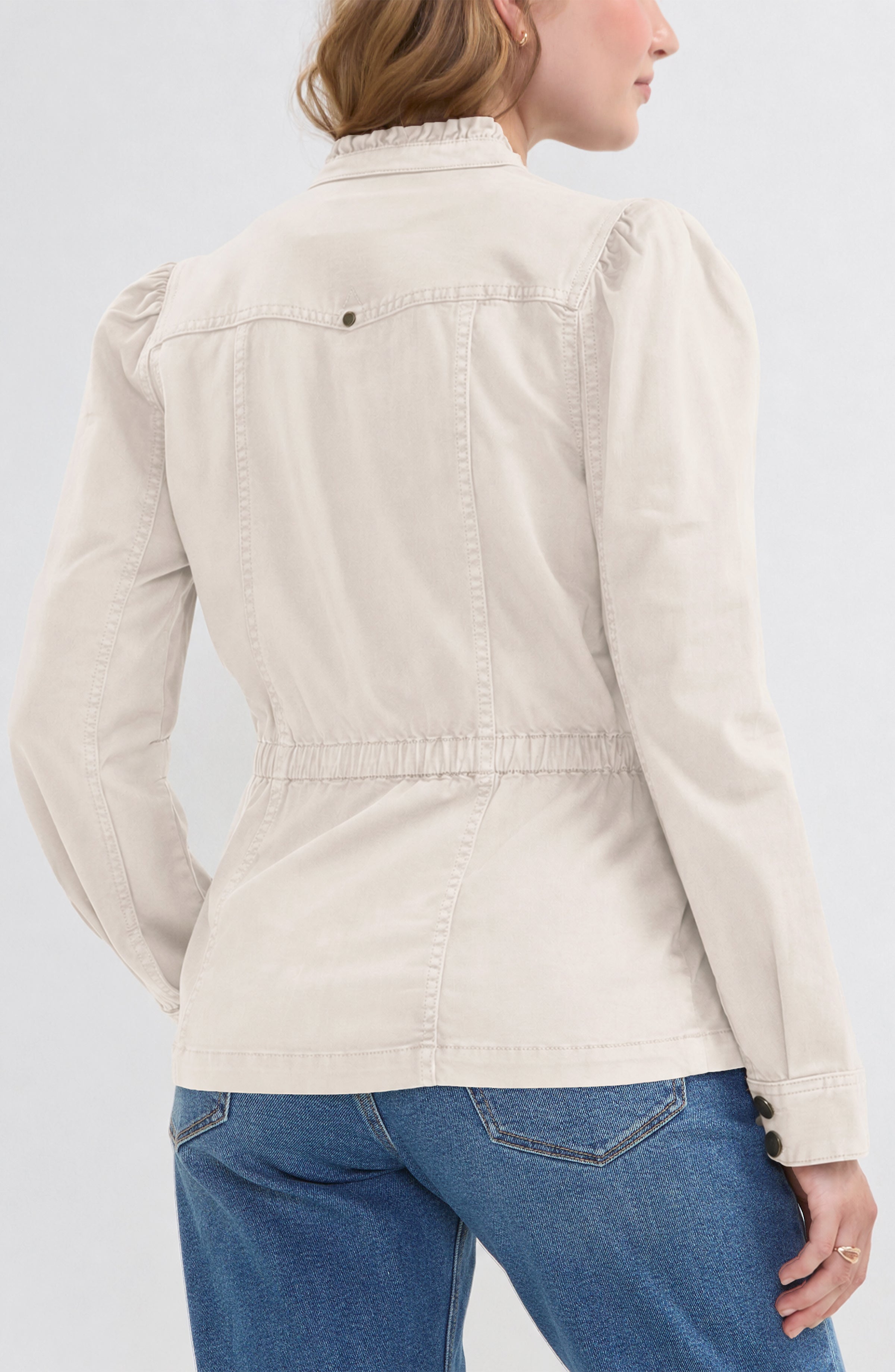 Puff Sleeve Trucker Jacket w/ Ruffle Collar