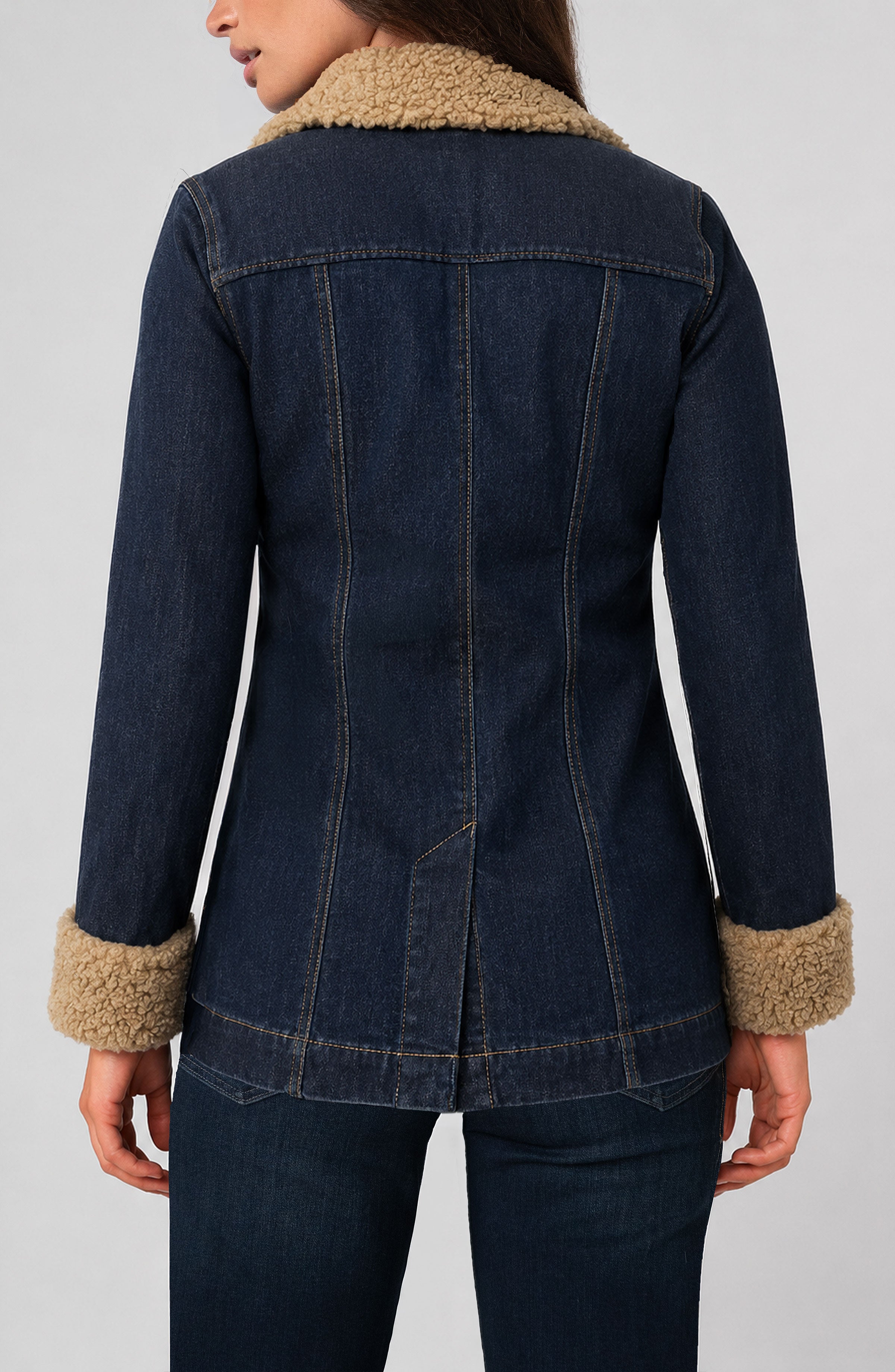 Sherpa Trimmed Notch Collar Jacket 28" hps