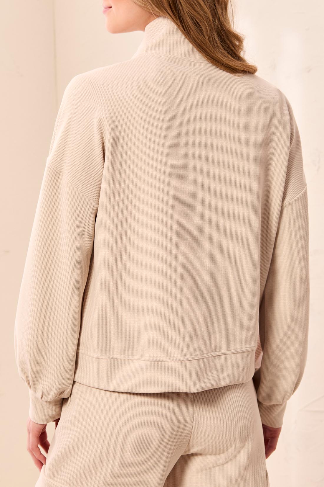 L/S MOCK NECK ZIP CARDIGAN W/POCKET-SANDDUNE