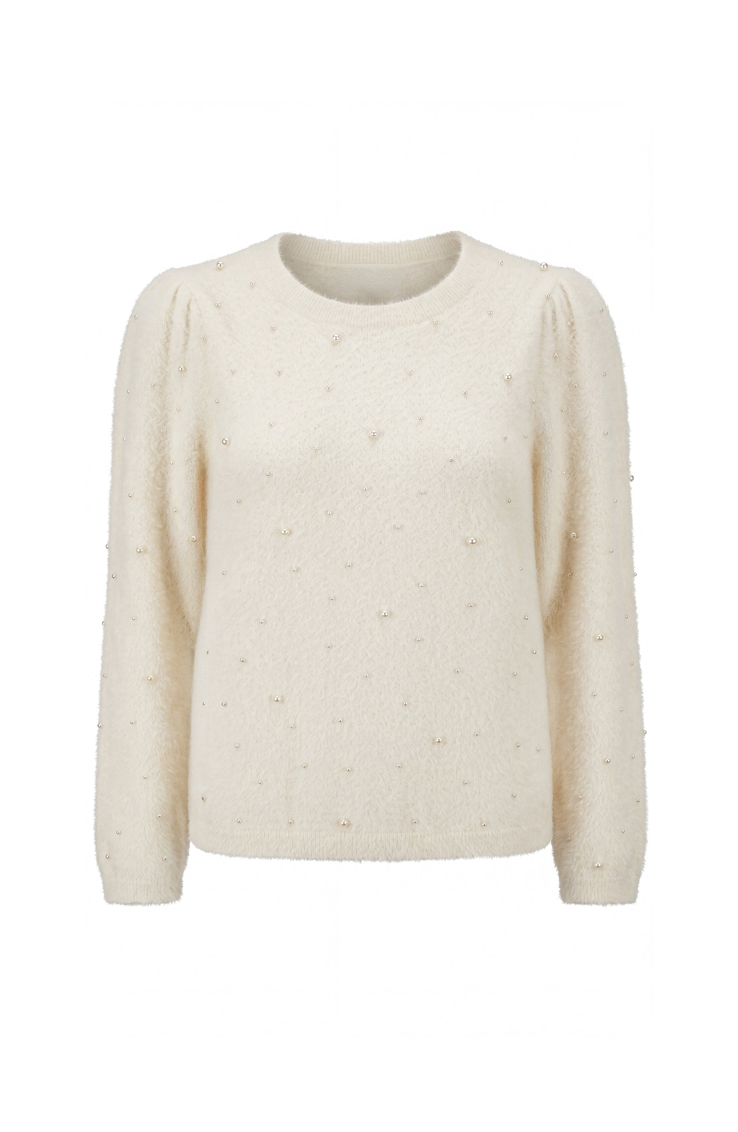 Long Puff Sleeve Crew Neck Sweater