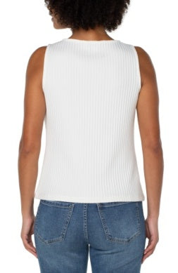 Sleeveless Boat Neck Rib Knit Top