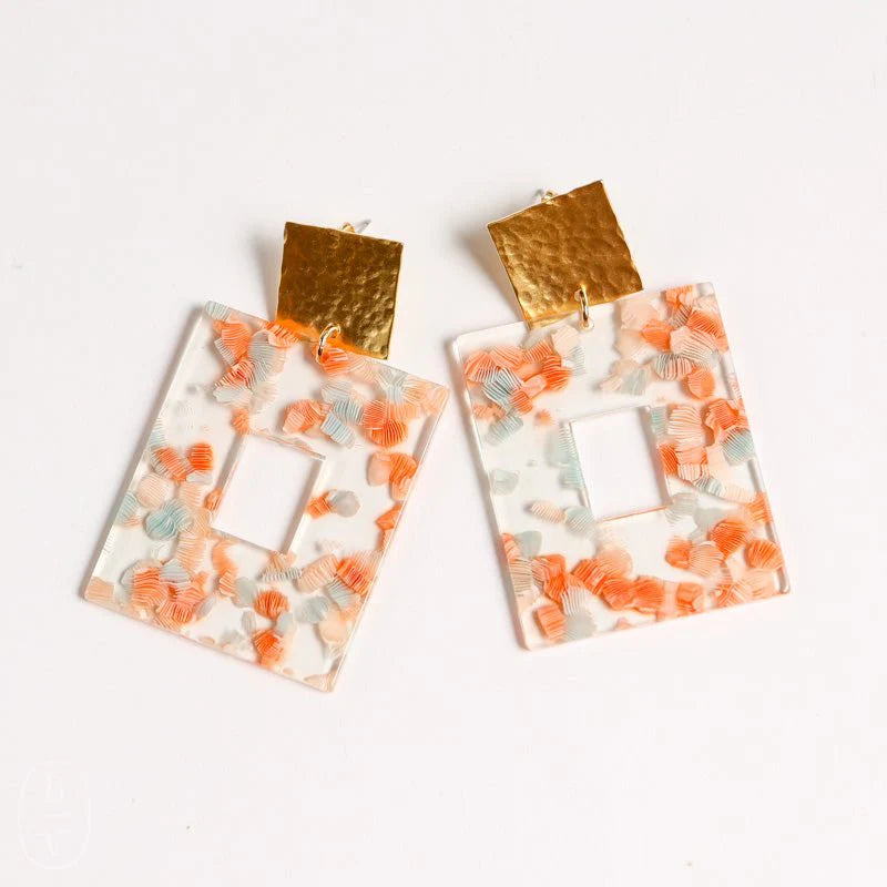 Acrylic Rectangle on Square Post Earring