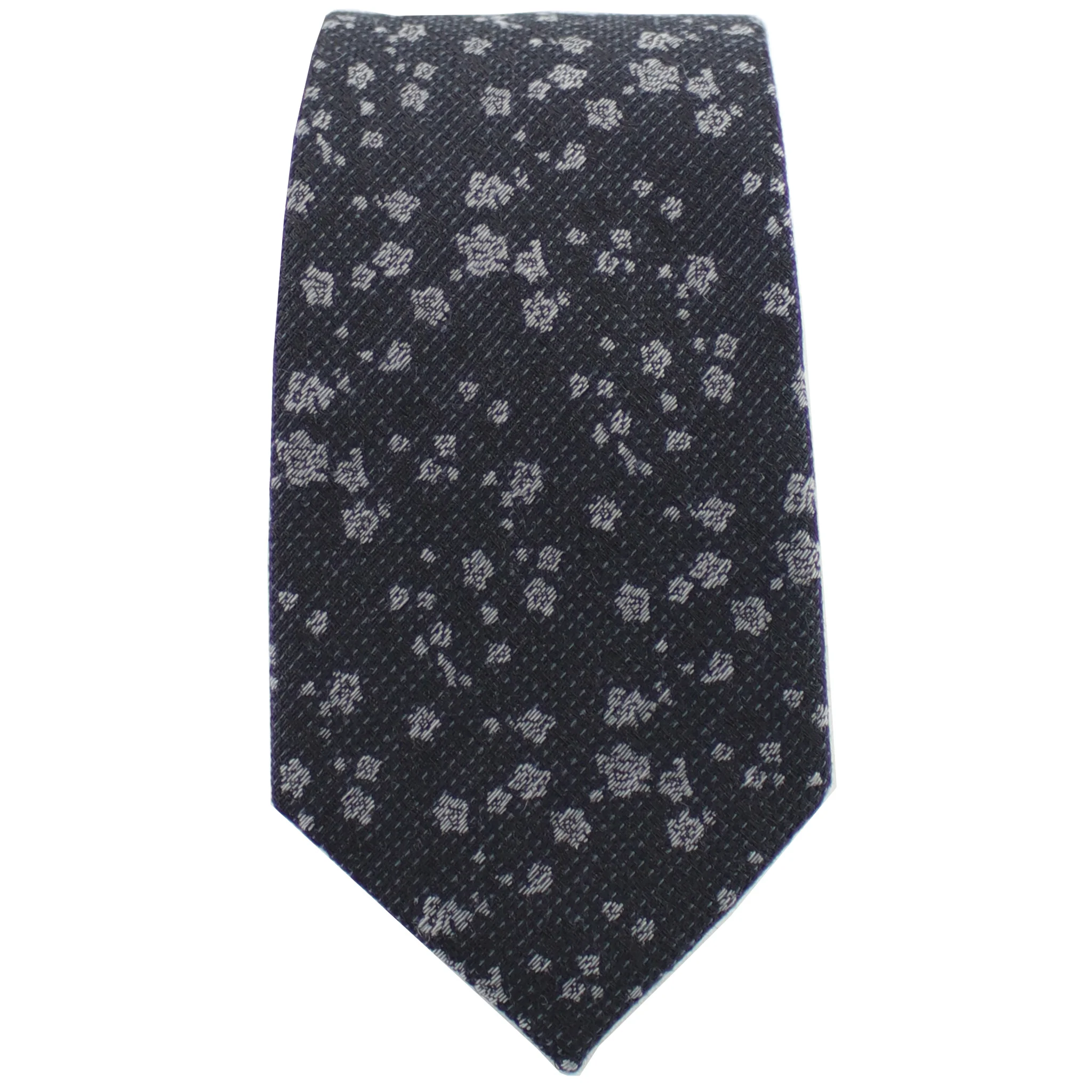 Black & Silver Floral Tie