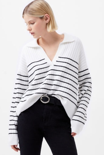 Vhari Collar Long Sleeve Stripe Jumper