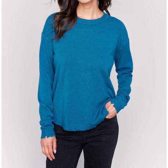 Frayed Edge Round Hem Sweater