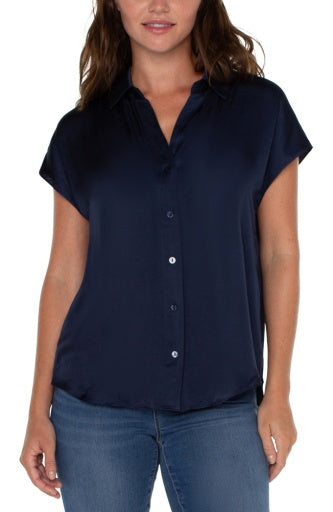 Dolman Slv Collared Btn Front Woven Blouse