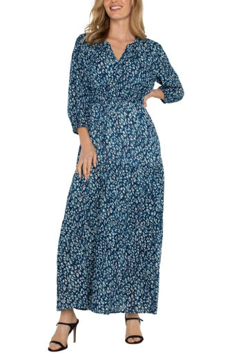 3/4 Slv Tiered Woven Maxi Dress 55.5" hps